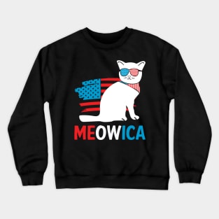 Cat 4th Of July Meowica Patriotic Kitten American Flag Funny Crewneck Sweatshirt